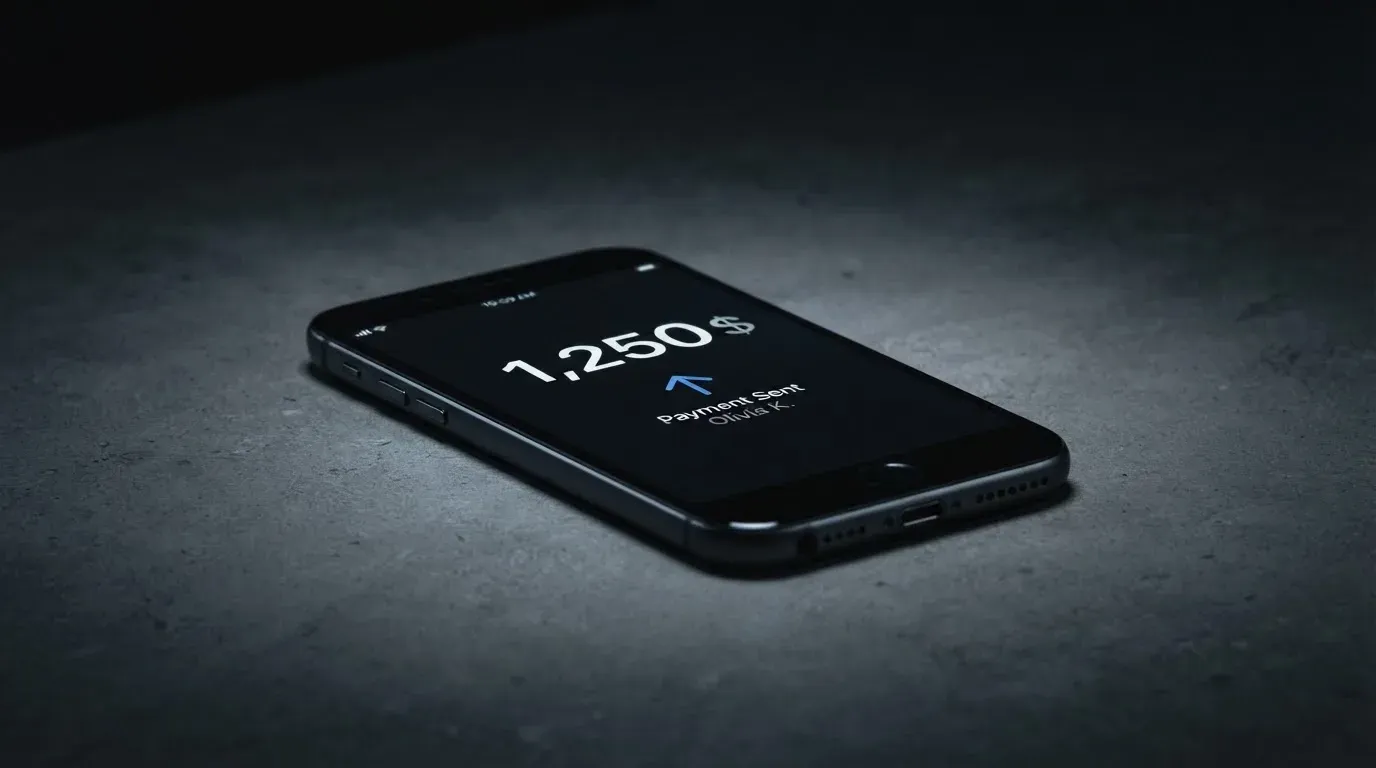 A phone showing a stablecoin transfer screen