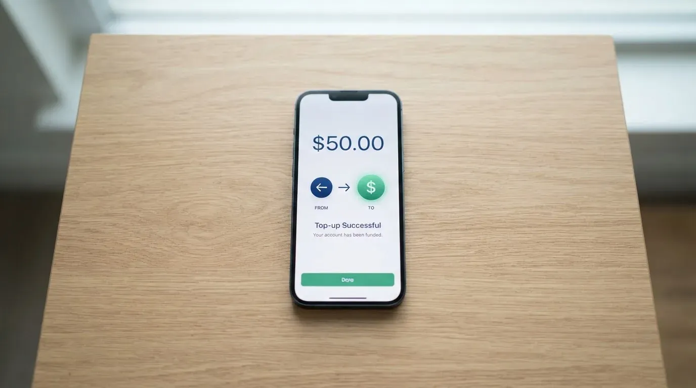 A phone showing a stablecoin transfer screen