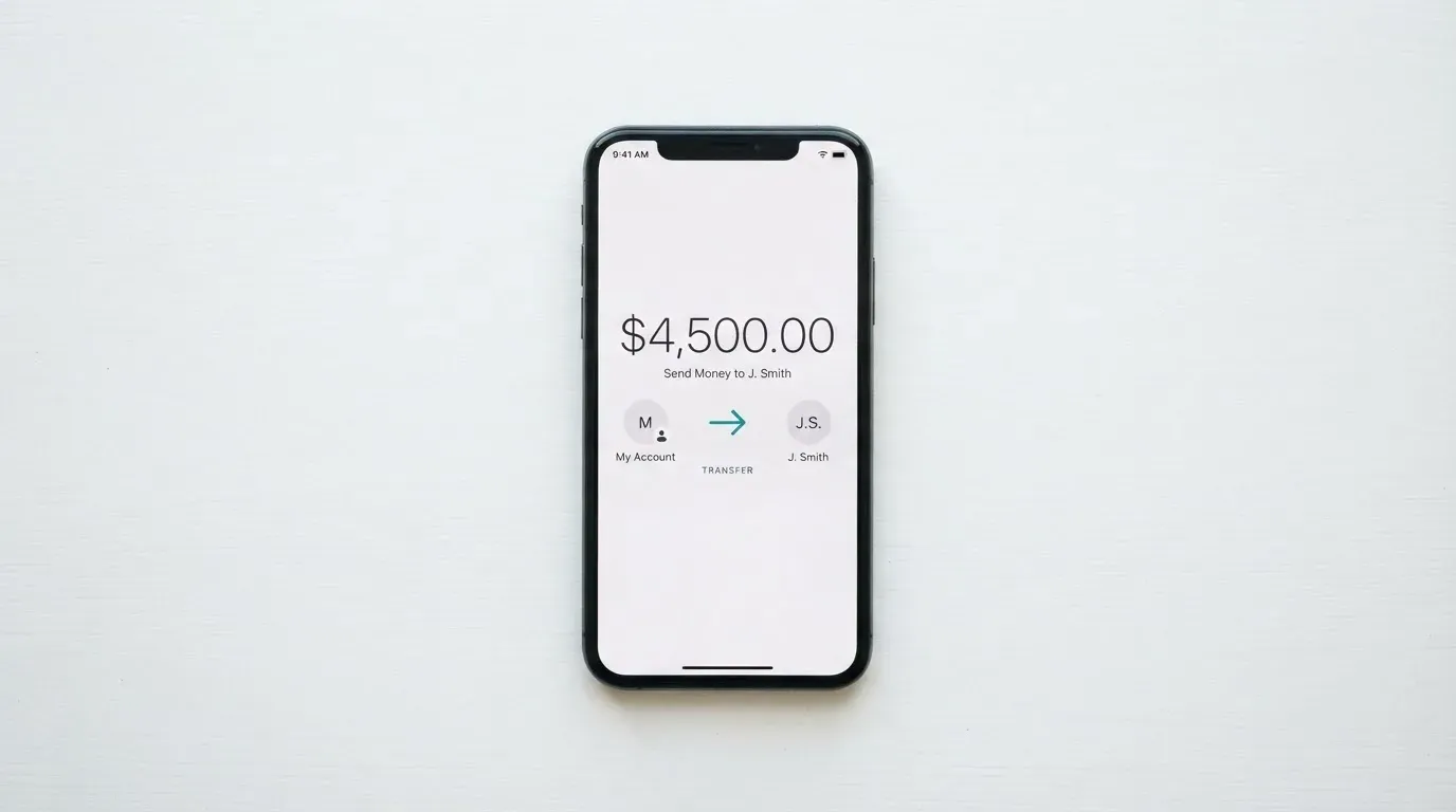 A phone showing a stablecoin transfer screen