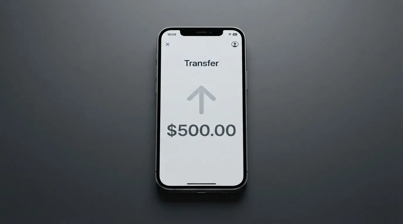A phone showing a stablecoin transfer screen