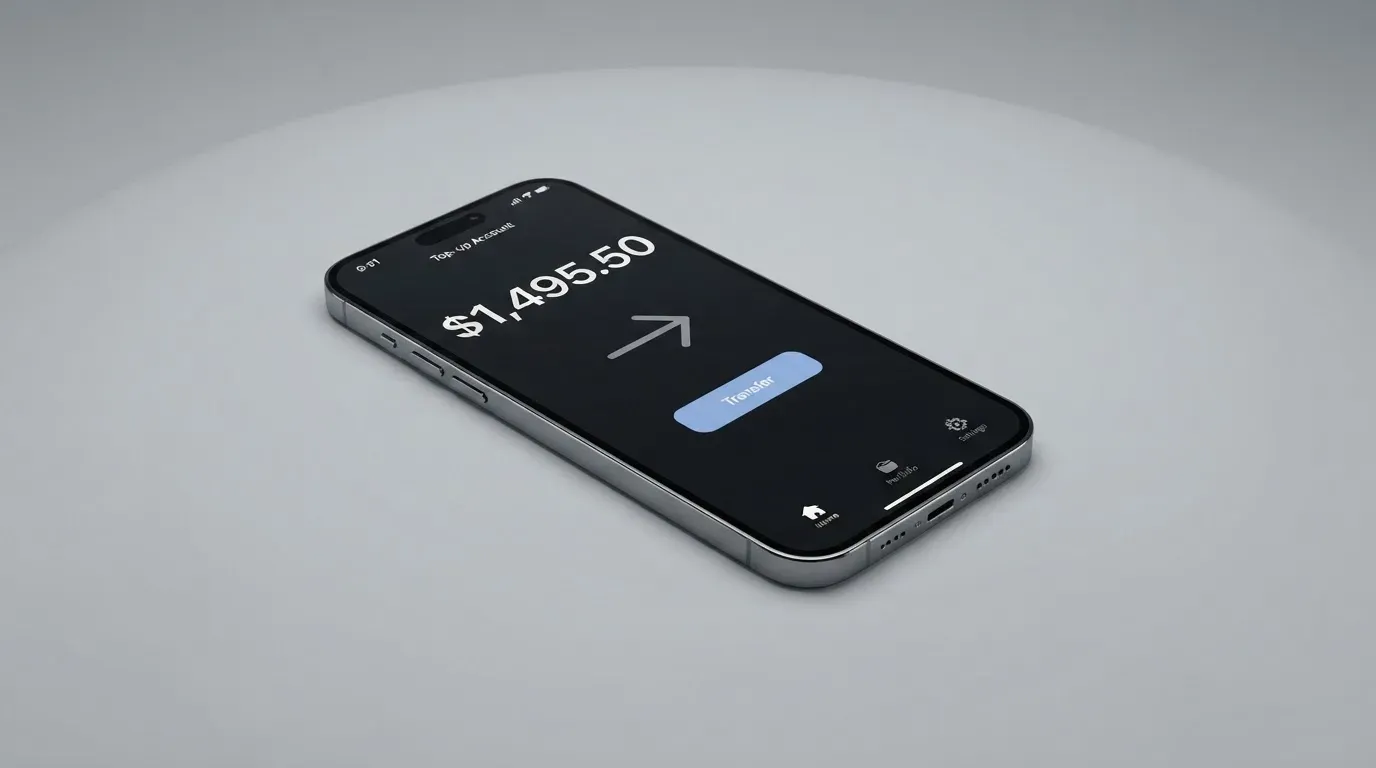 A phone showing a stablecoin transfer screen