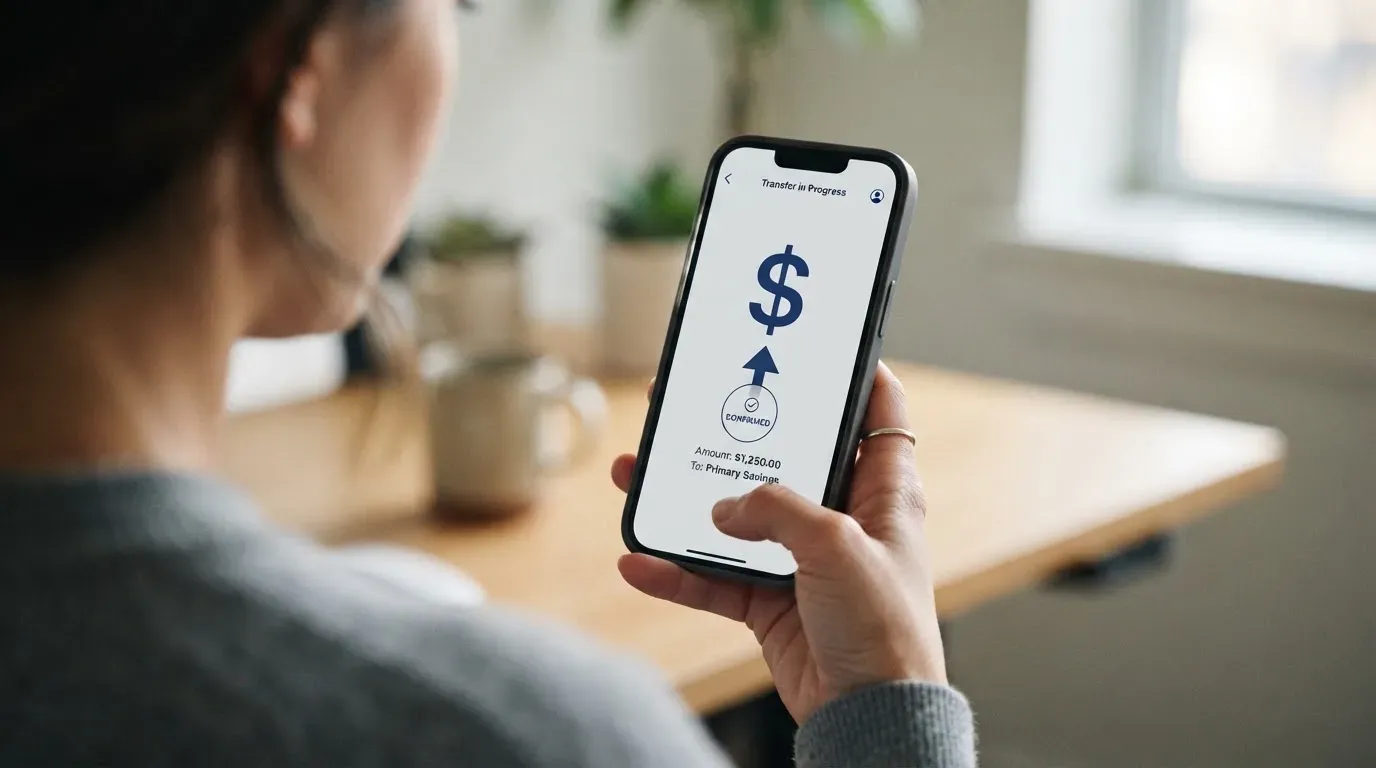 A phone showing a stablecoin transfer screen