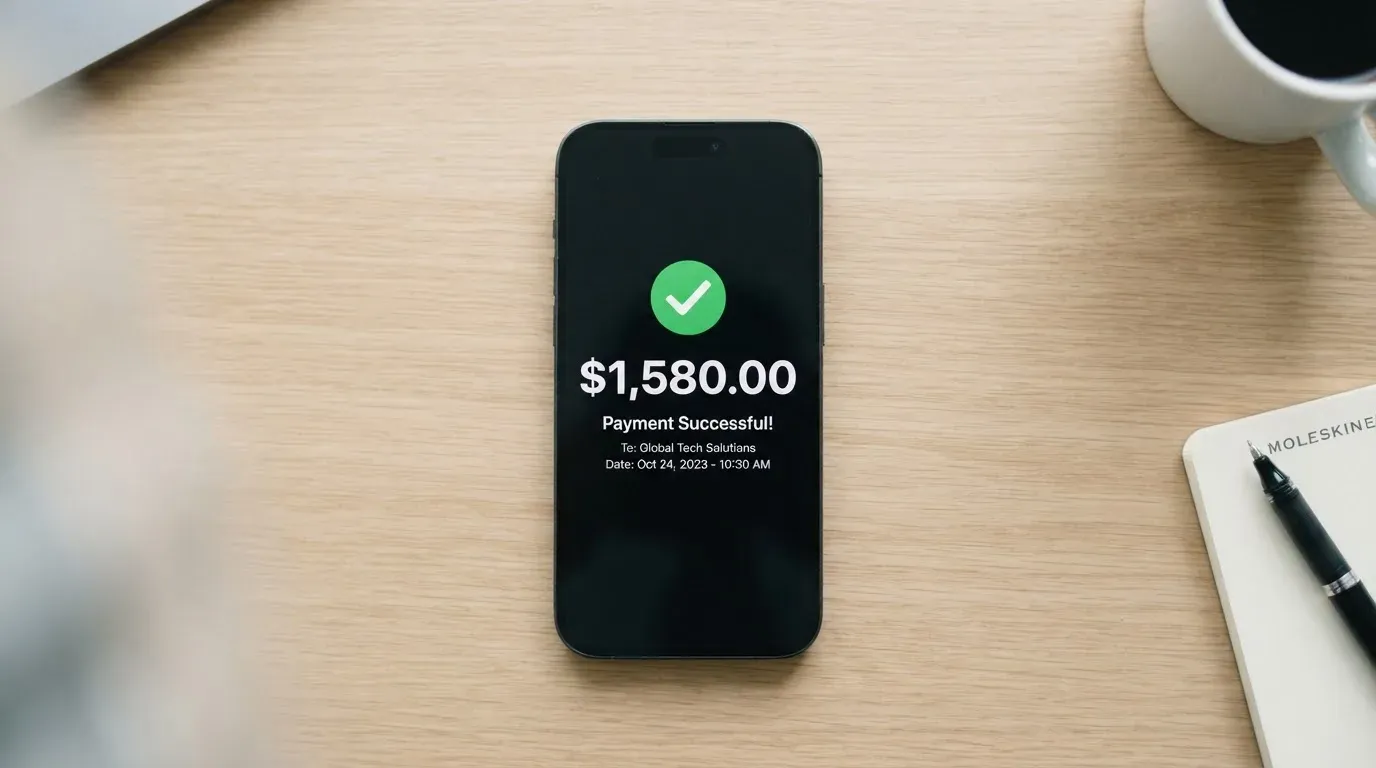 A phone showing a stablecoin transfer screen