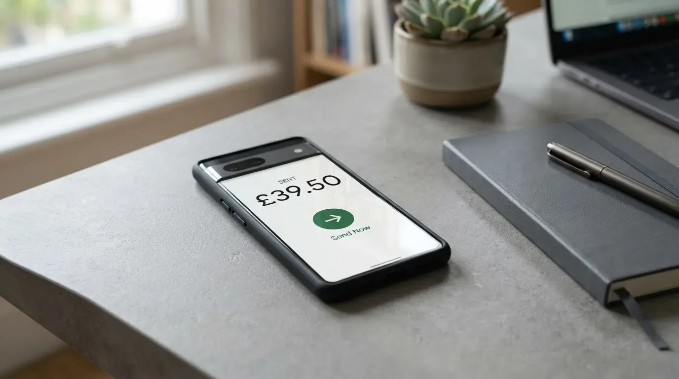 A phone showing a stablecoin transfer screen