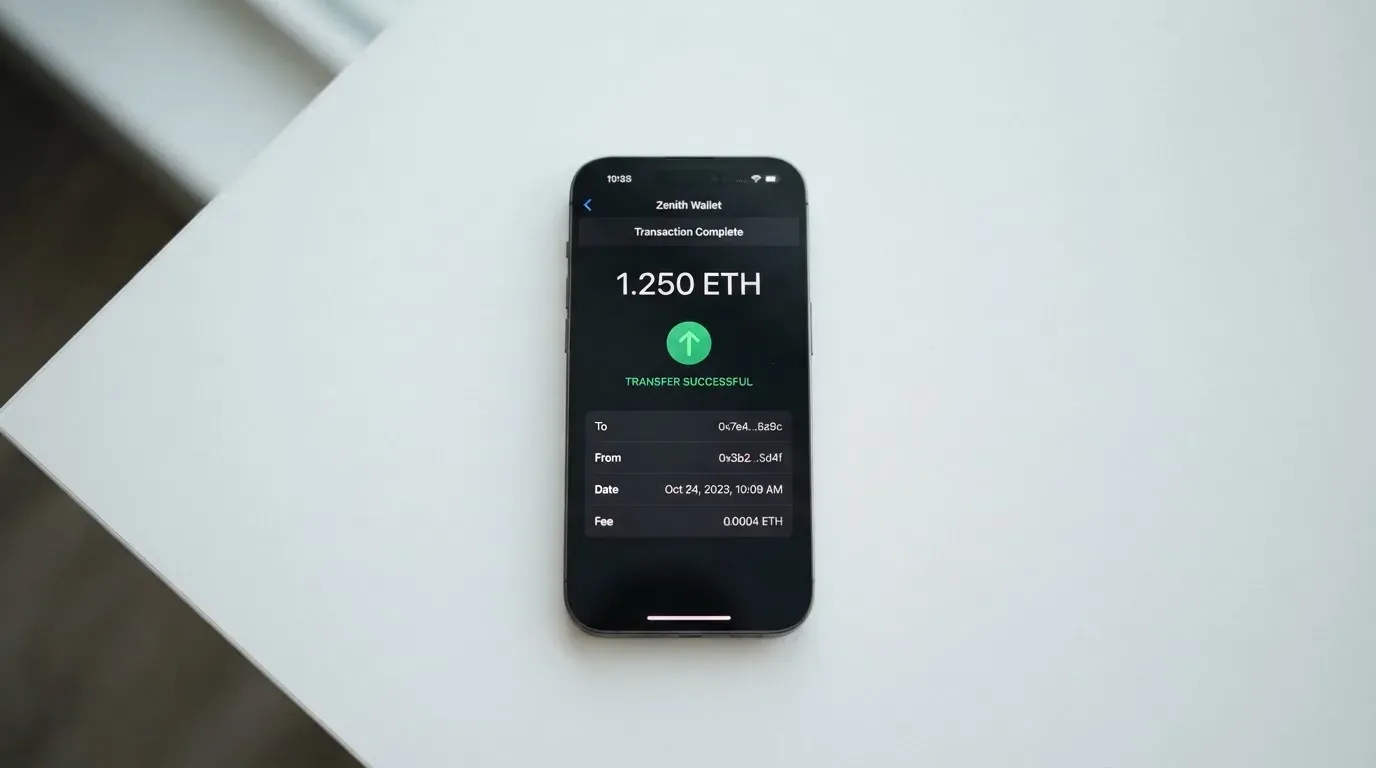 A phone showing a stablecoin transfer screen