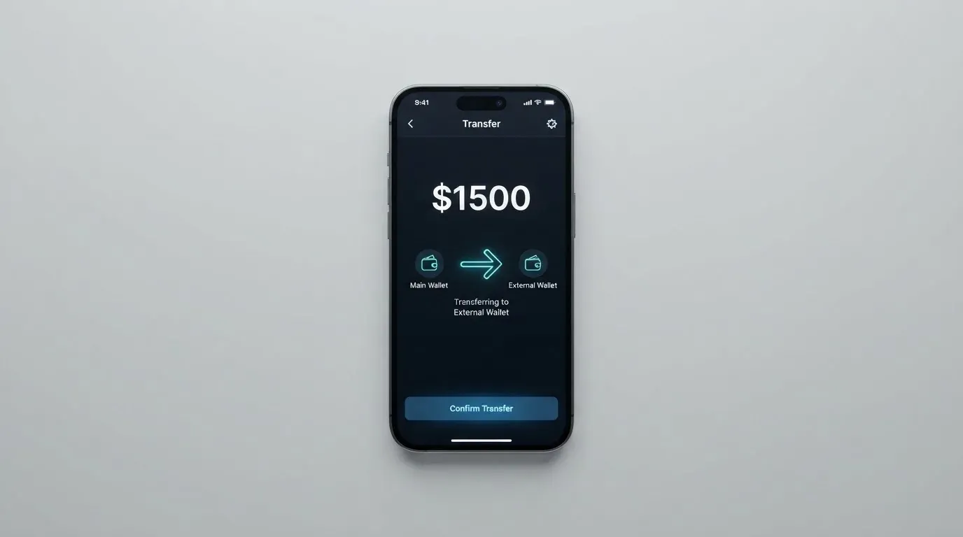 A phone showing a stablecoin transfer screen