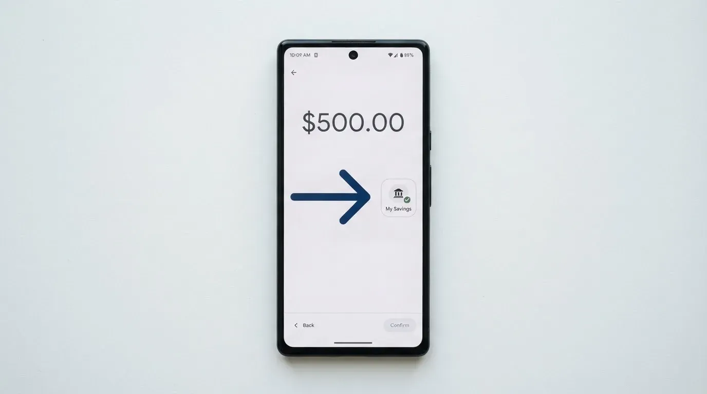 A phone showing a stablecoin transfer screen
