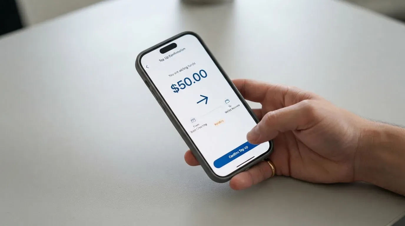 A phone showing a stablecoin transfer screen