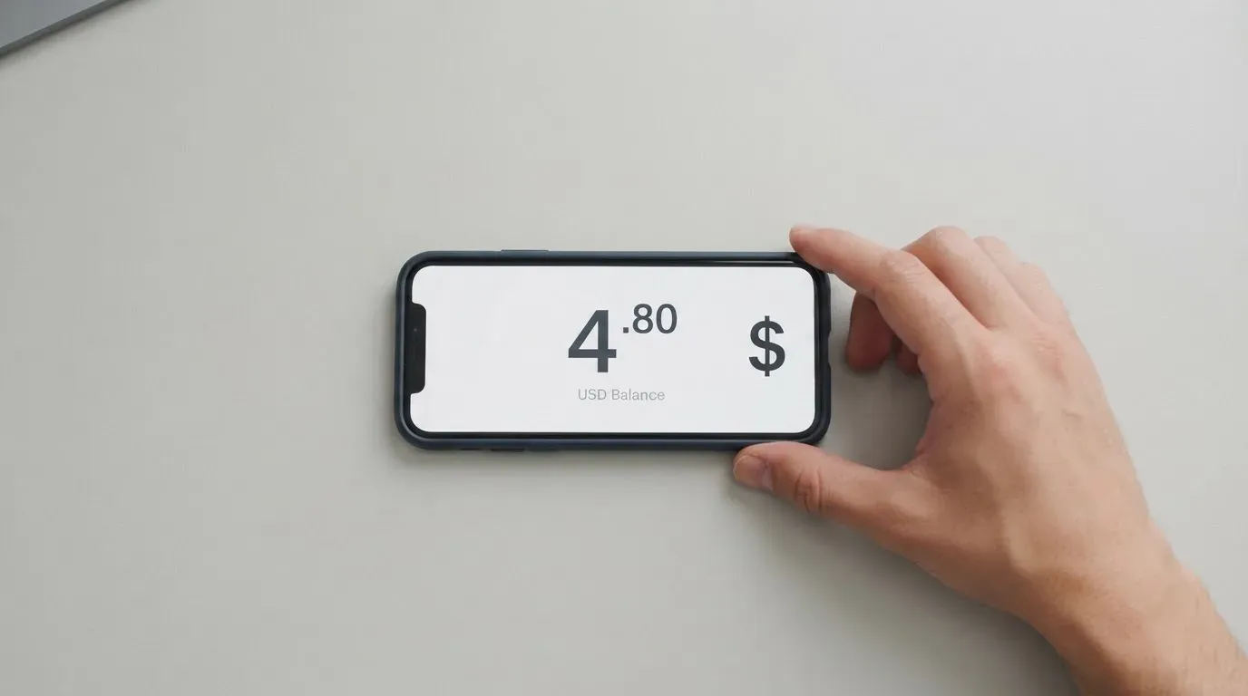 A phone showing a stablecoin transfer screen