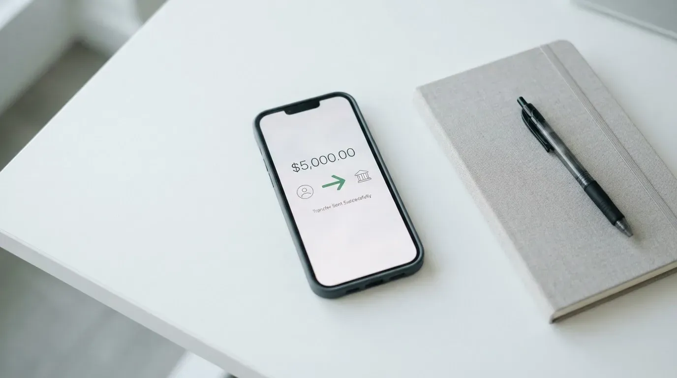 A phone showing a stablecoin transfer screen