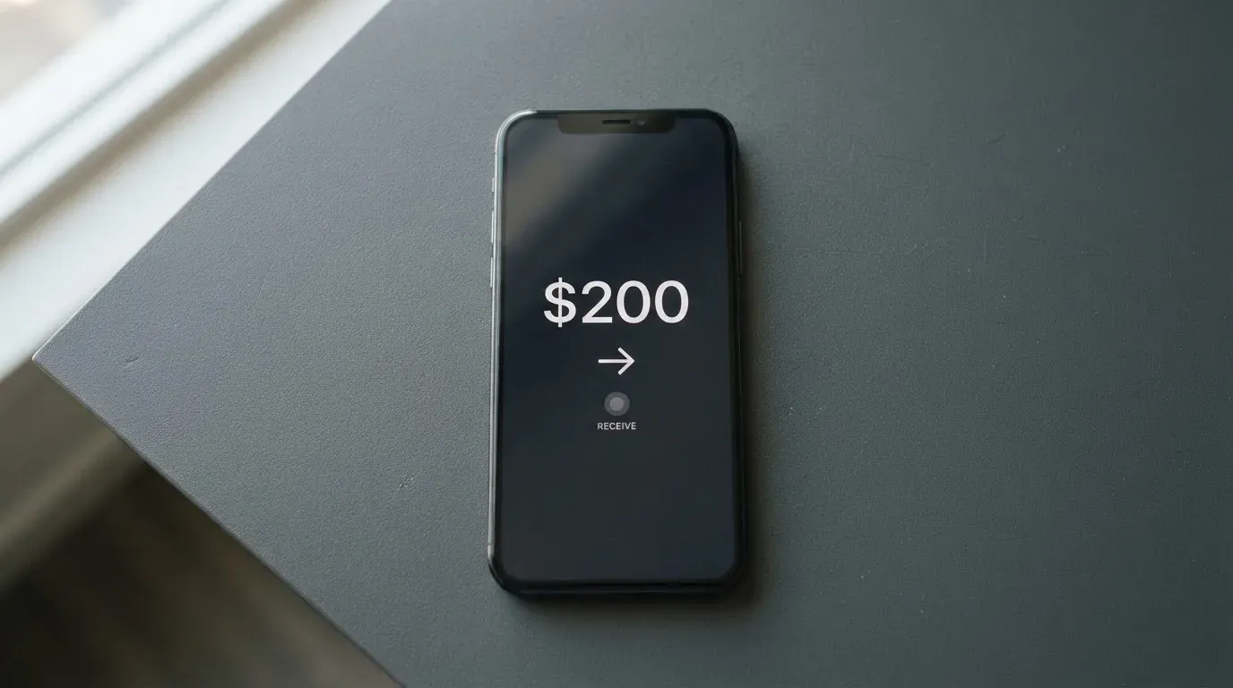 A phone showing a stablecoin transfer screen