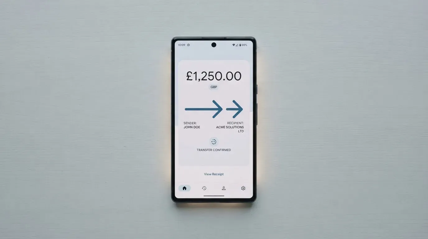 A phone showing a stablecoin transfer screen