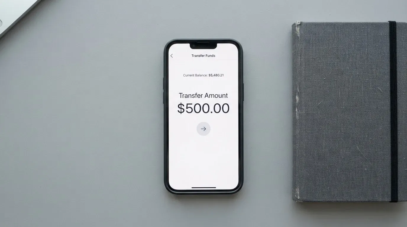 A phone showing a stablecoin transfer screen