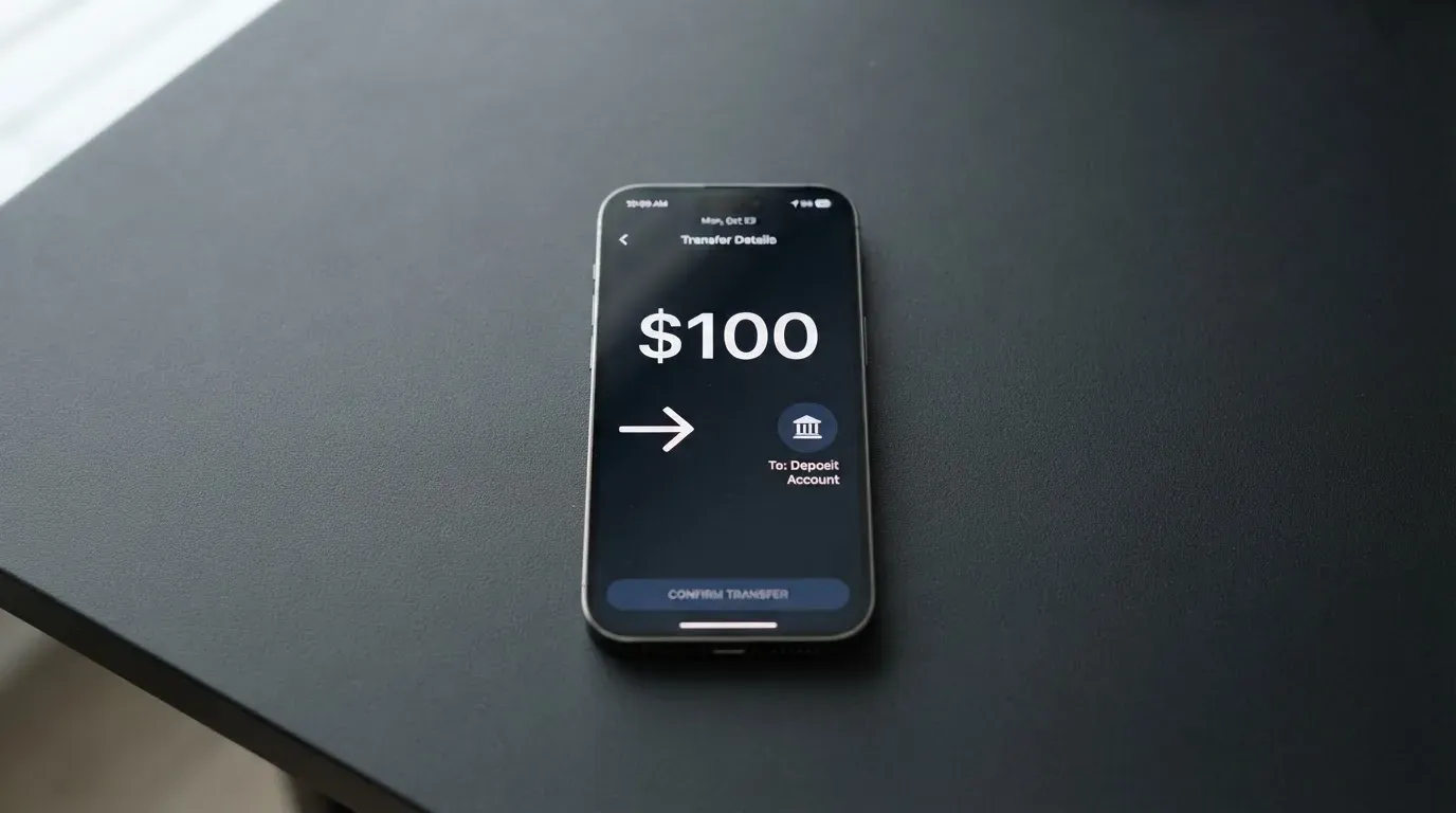 A phone showing a stablecoin transfer screen