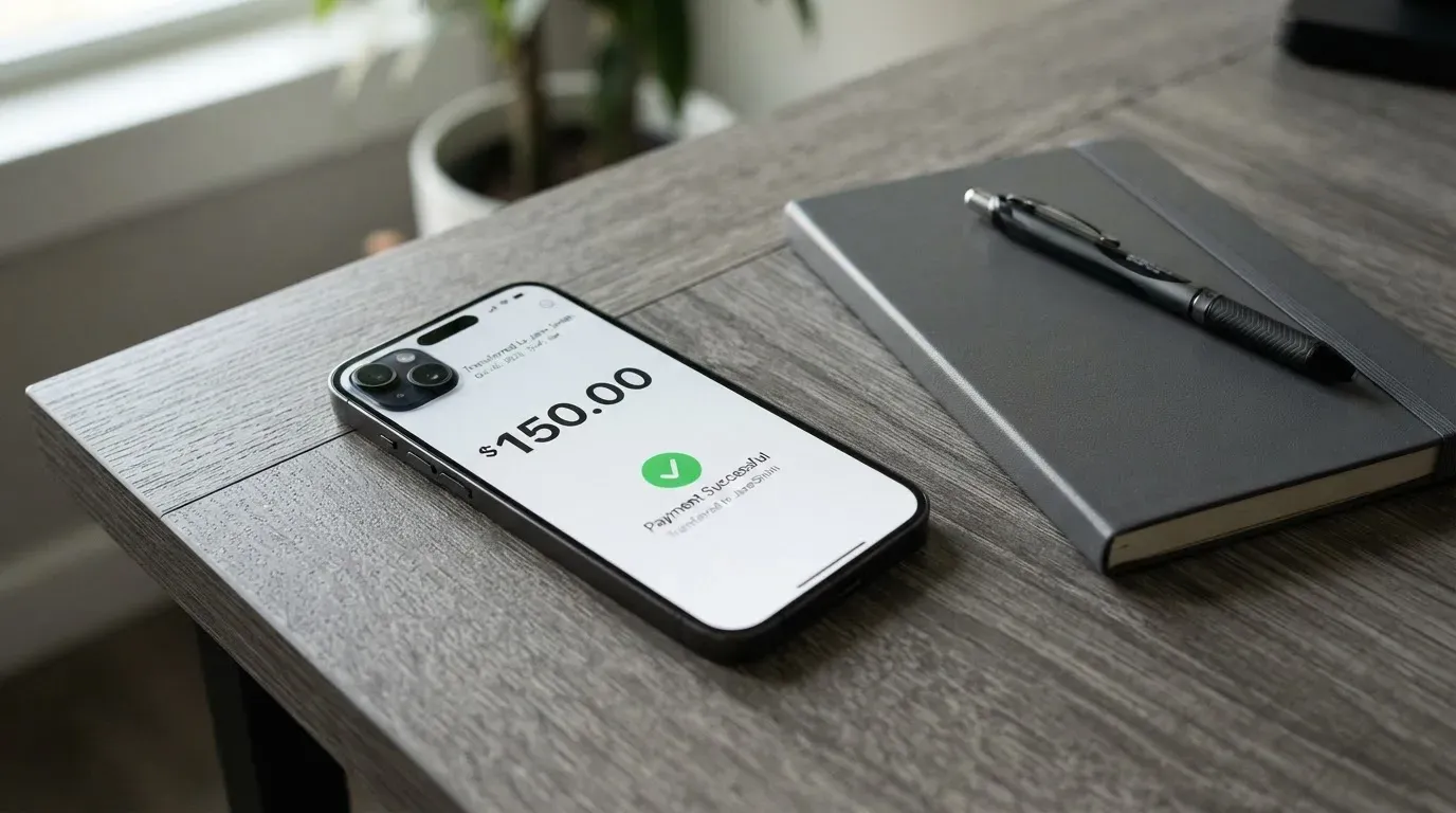 A phone showing a stablecoin transfer screen