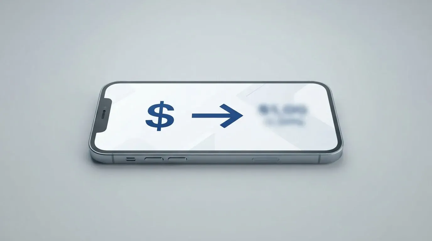 A phone showing a stablecoin transfer screen