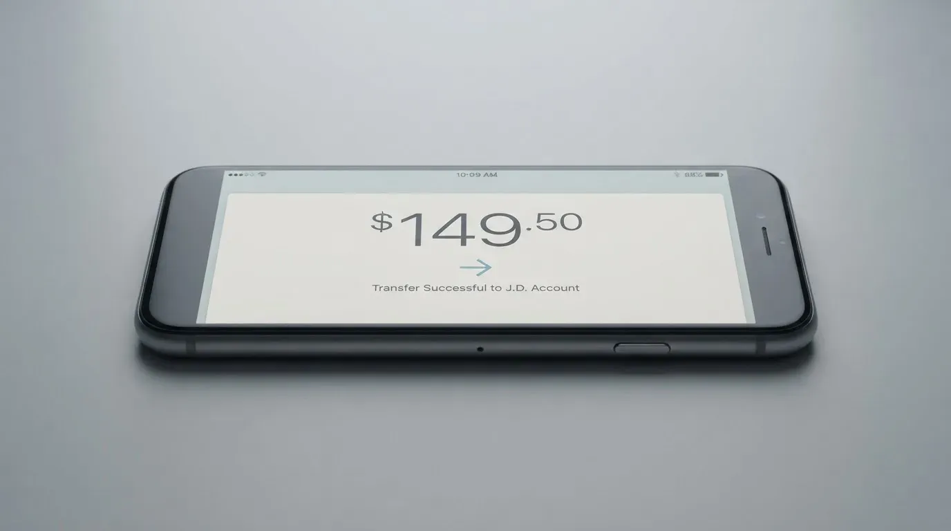 A phone showing a stablecoin transfer screen