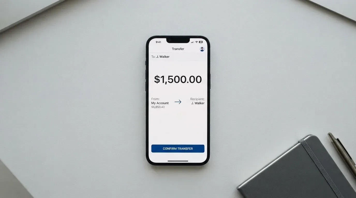A phone showing a stablecoin transfer screen