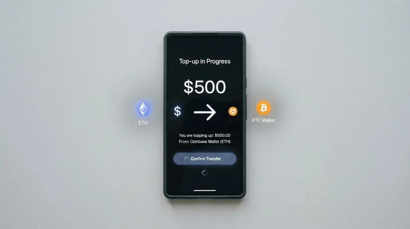 A phone showing a stablecoin transfer screen
