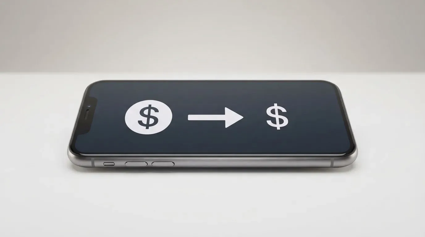 A phone showing a stablecoin transfer screen