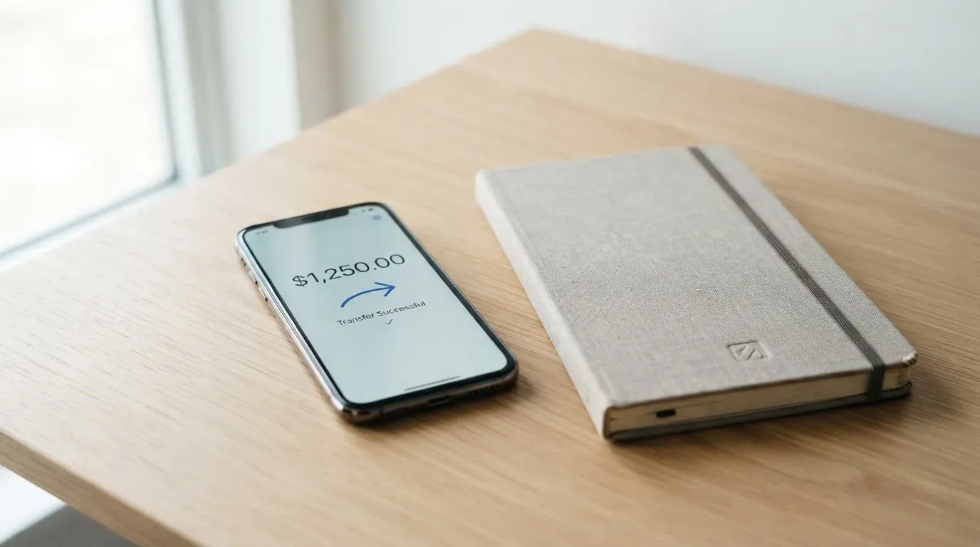 A phone showing a stablecoin transfer screen