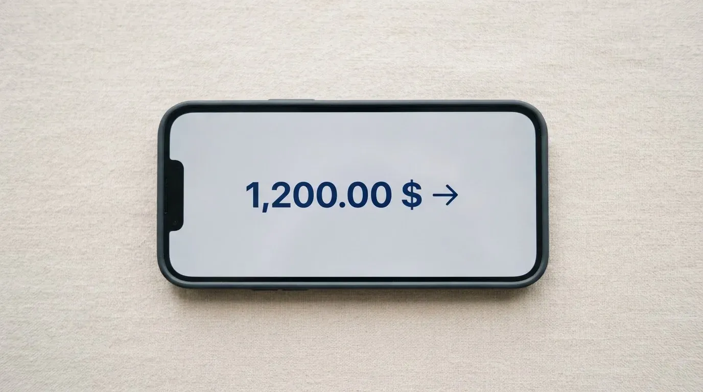 A phone showing a stablecoin transfer screen