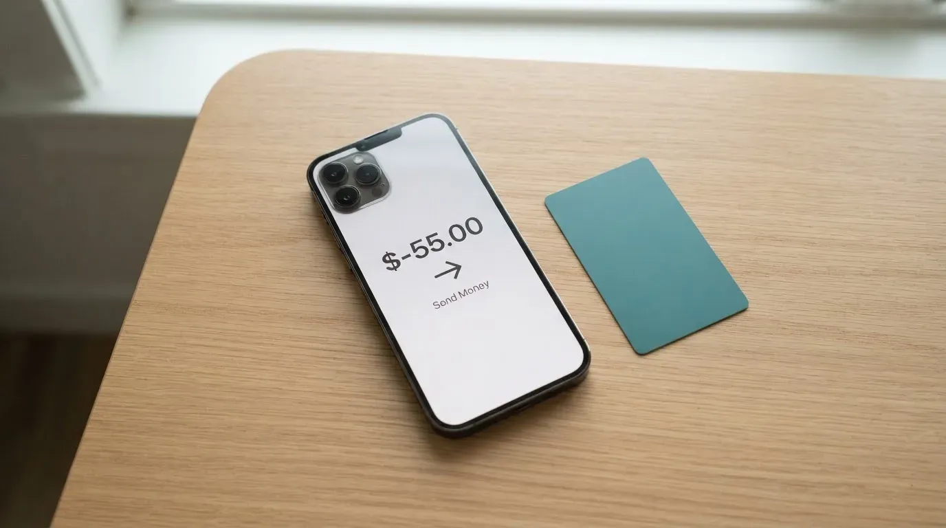 A phone showing a stablecoin transfer screen