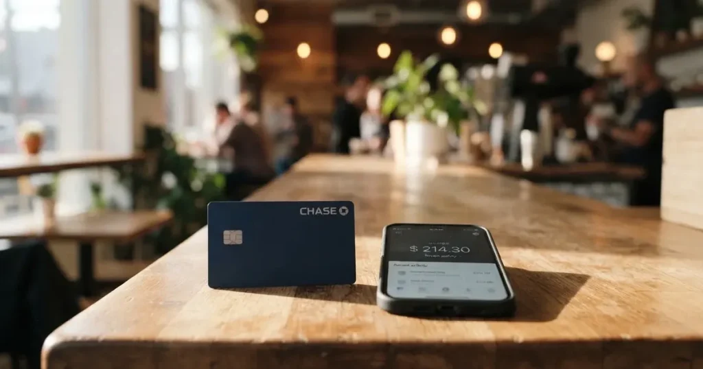 A payment card next to a phone with a crypto wallet app open