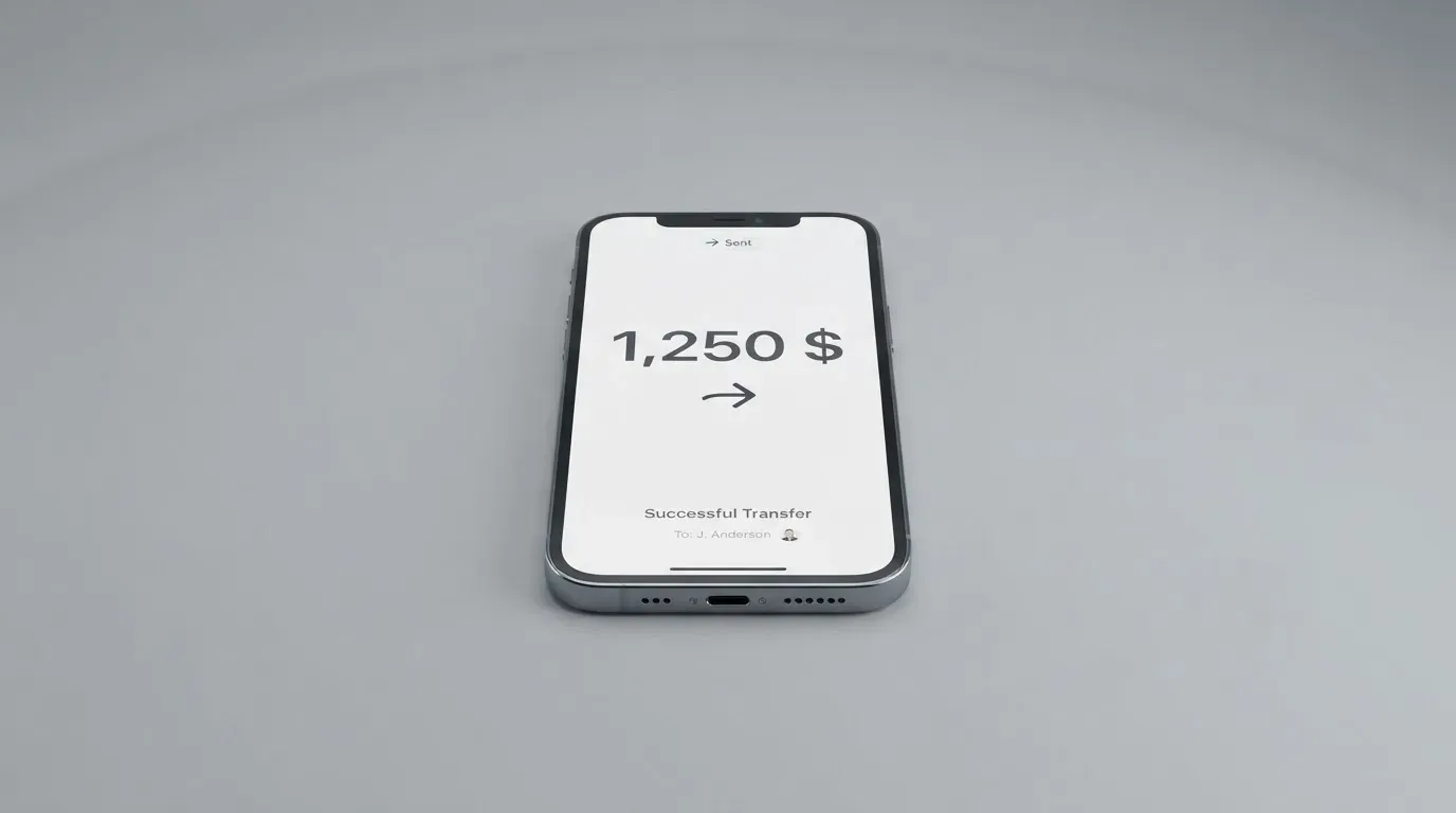 A phone showing a stablecoin transfer screen