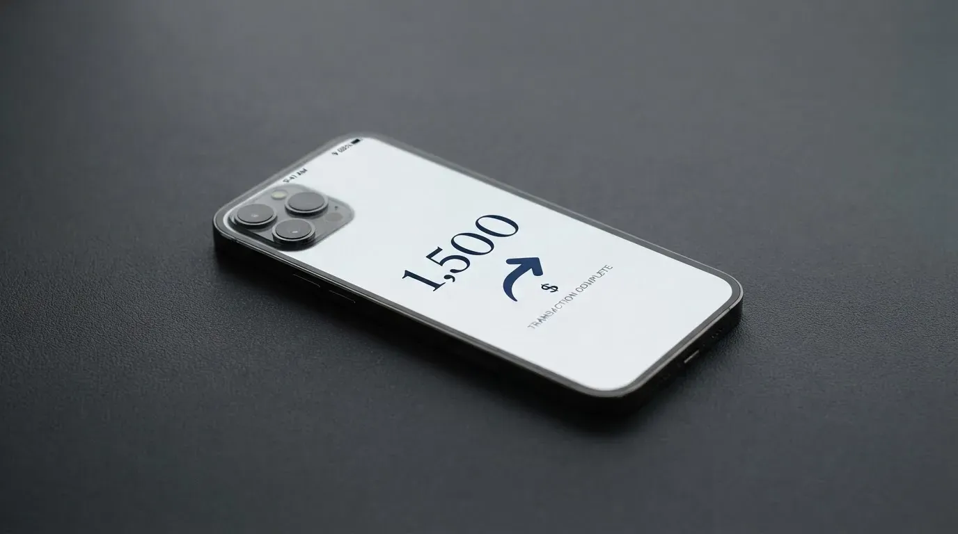 A phone showing a stablecoin transfer screen