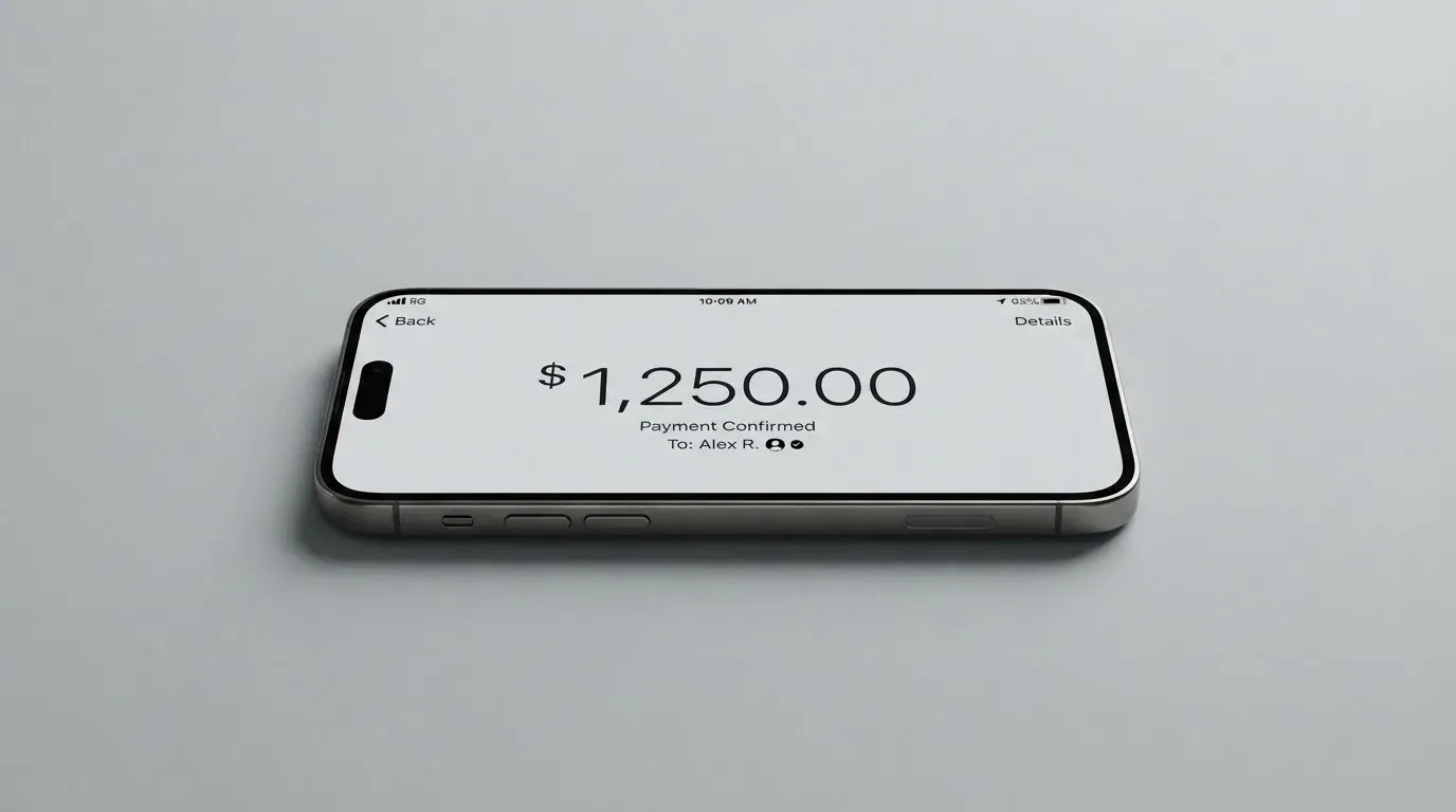 A phone showing a stablecoin transfer screen