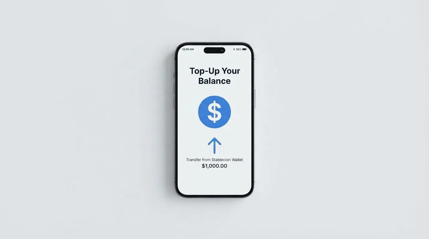 A phone showing a stablecoin transfer screen