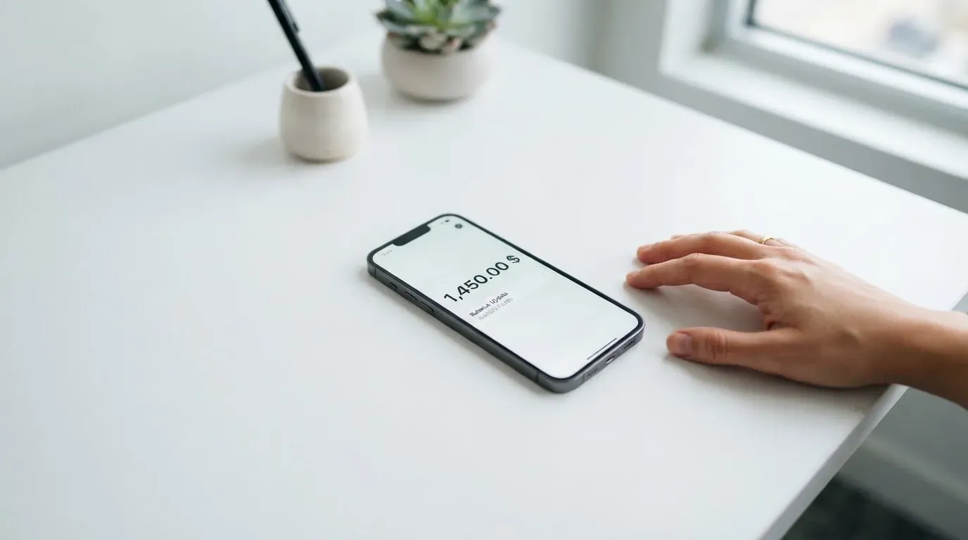 A phone showing a stablecoin transfer screen
