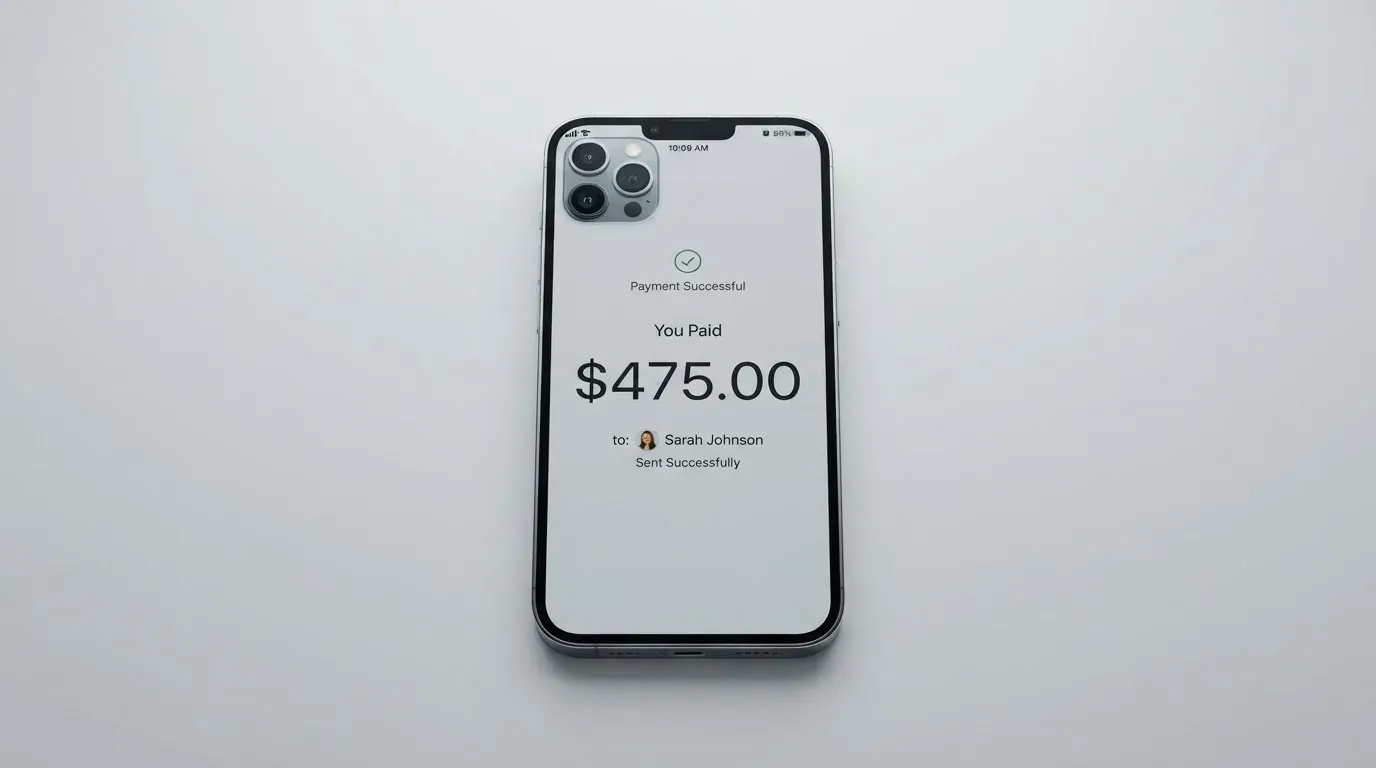 A phone showing a stablecoin transfer screen