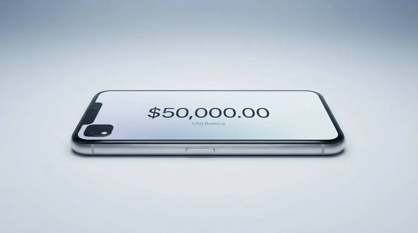 A phone showing a stablecoin transfer screen