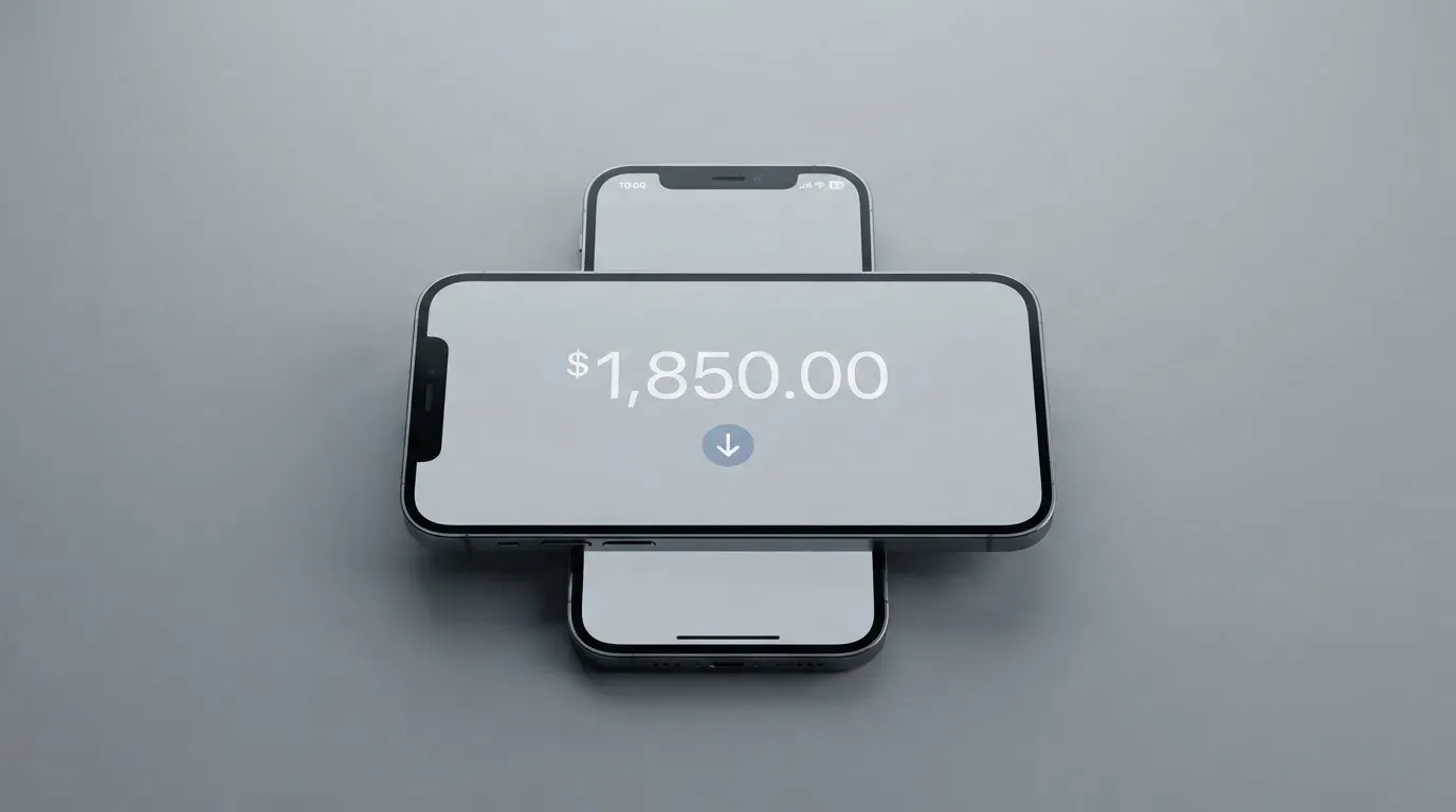 A phone showing a stablecoin transfer screen