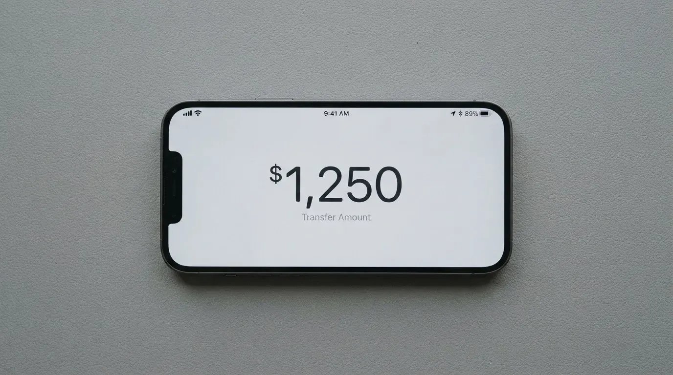 A phone showing a stablecoin transfer screen