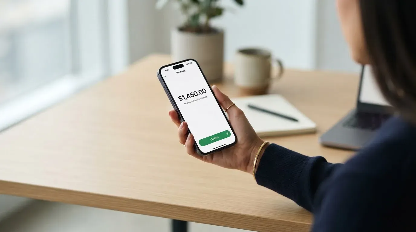 A phone showing a stablecoin transfer screen