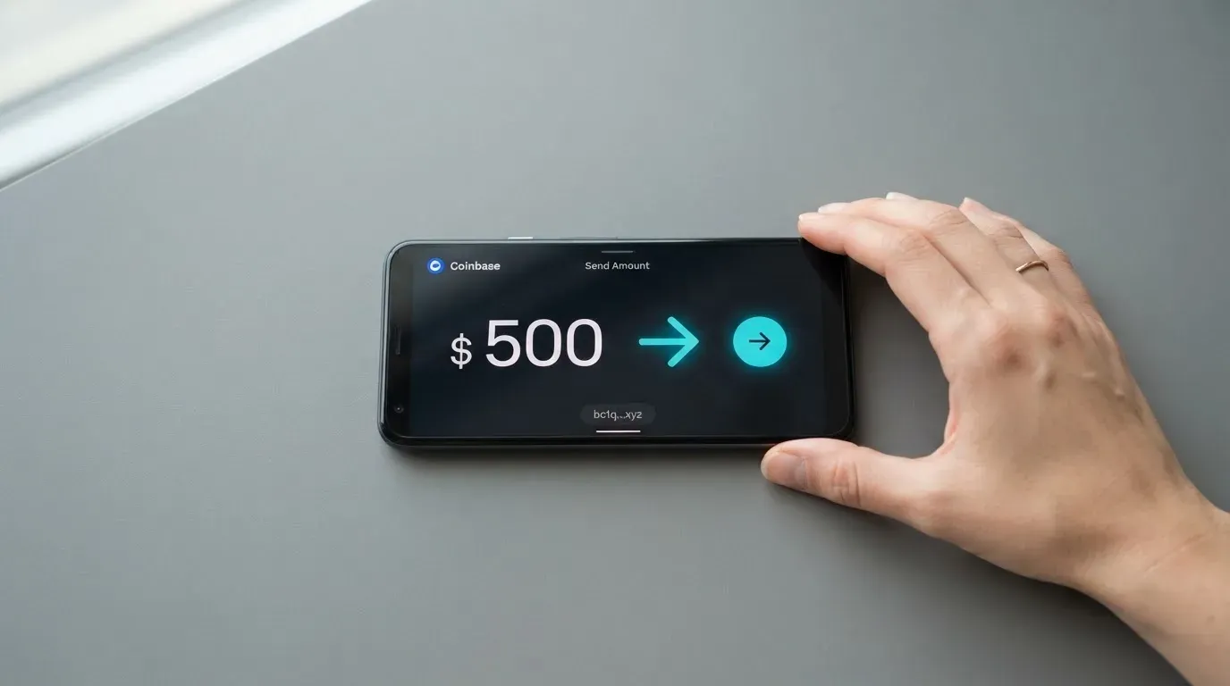 A phone showing a stablecoin transfer screen