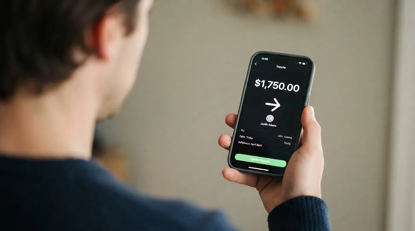 A phone showing a stablecoin transfer screen