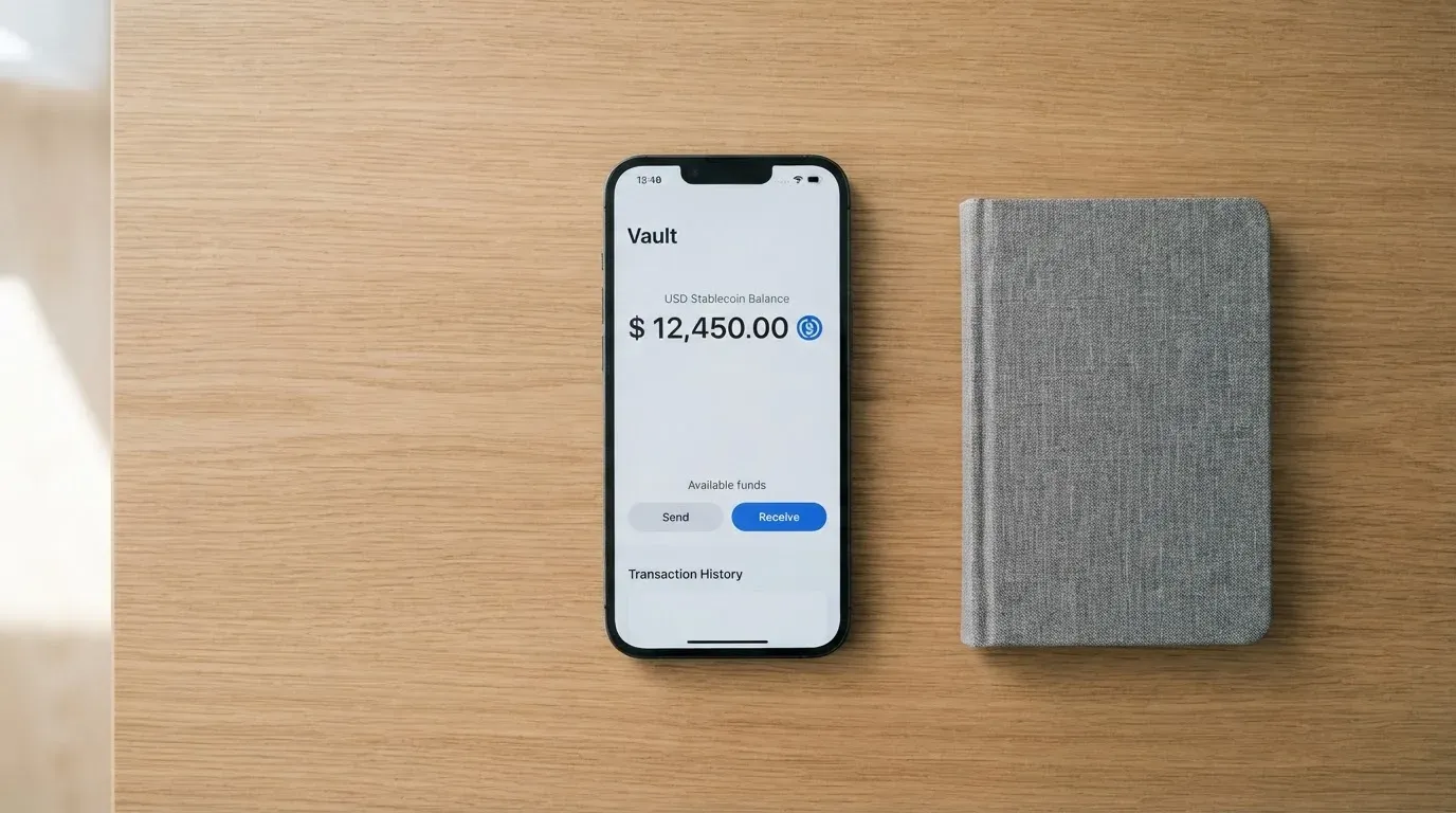 A phone showing a stablecoin transfer screen