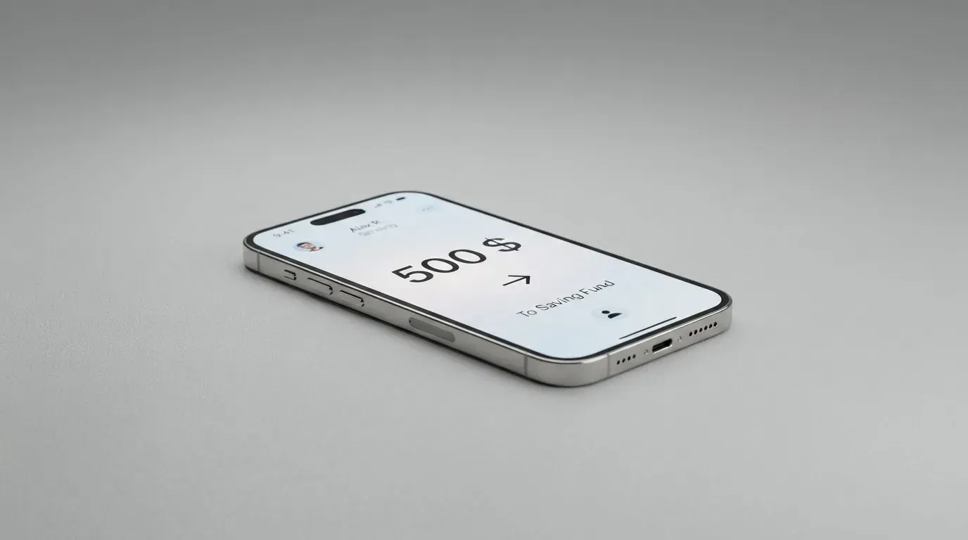 A phone showing a stablecoin transfer screen